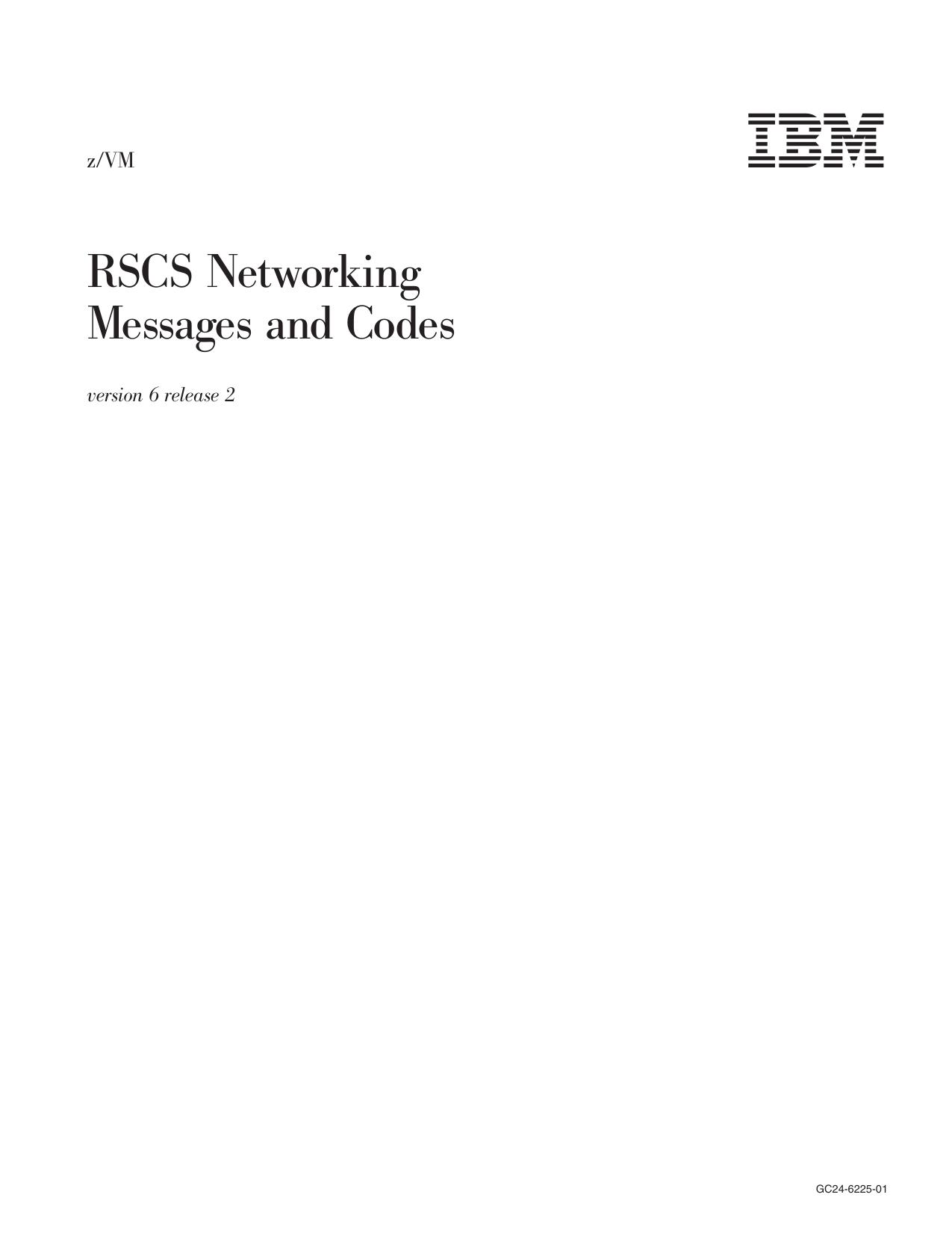 z/VM: RSCS Networking Messages and Codes