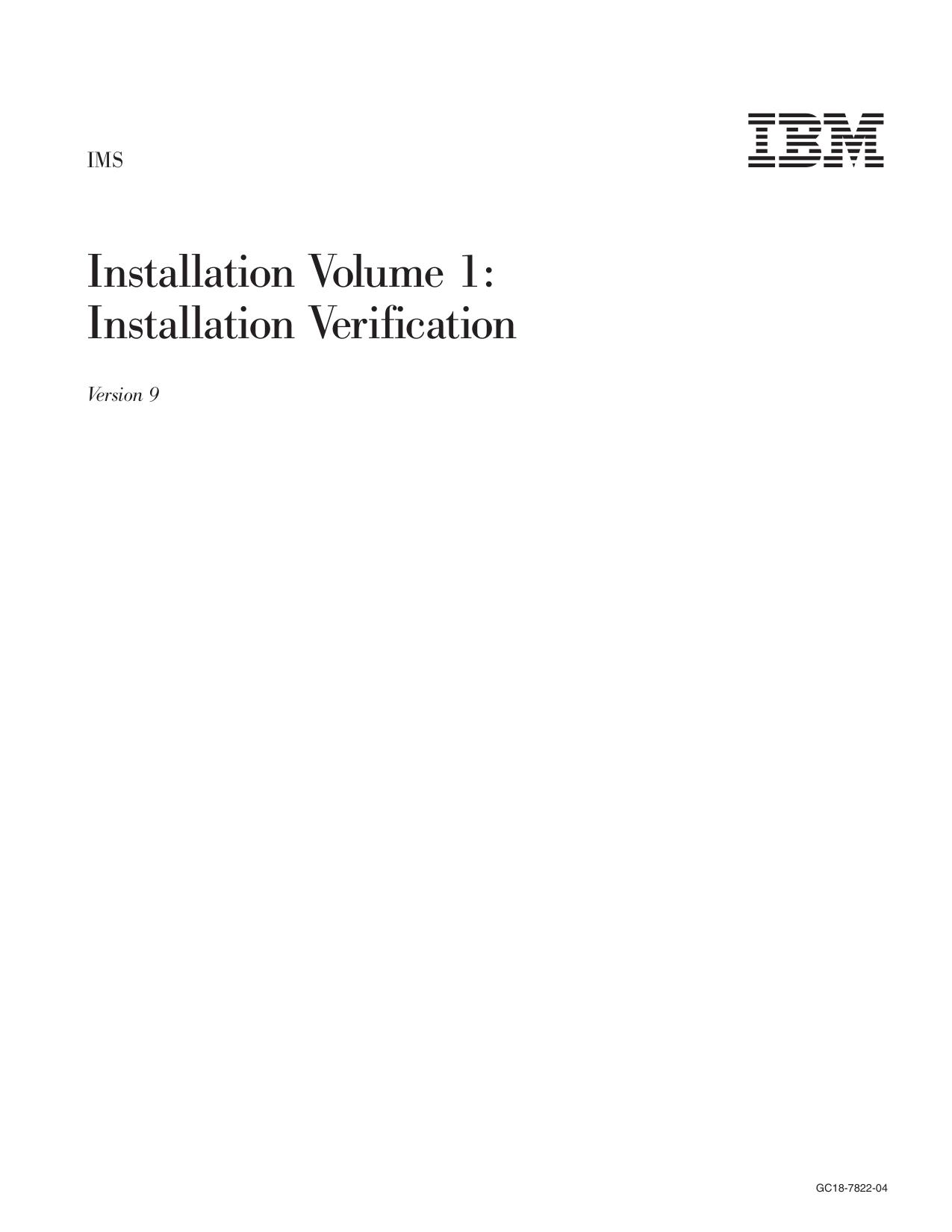 Installation Volume 1: Installation Verification