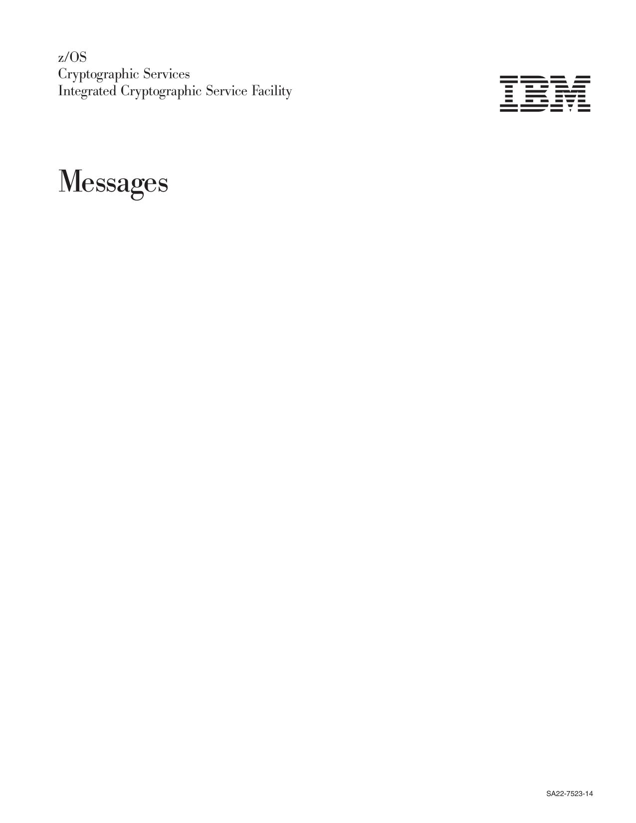 z/OS V1R12.0 ICSF Messages