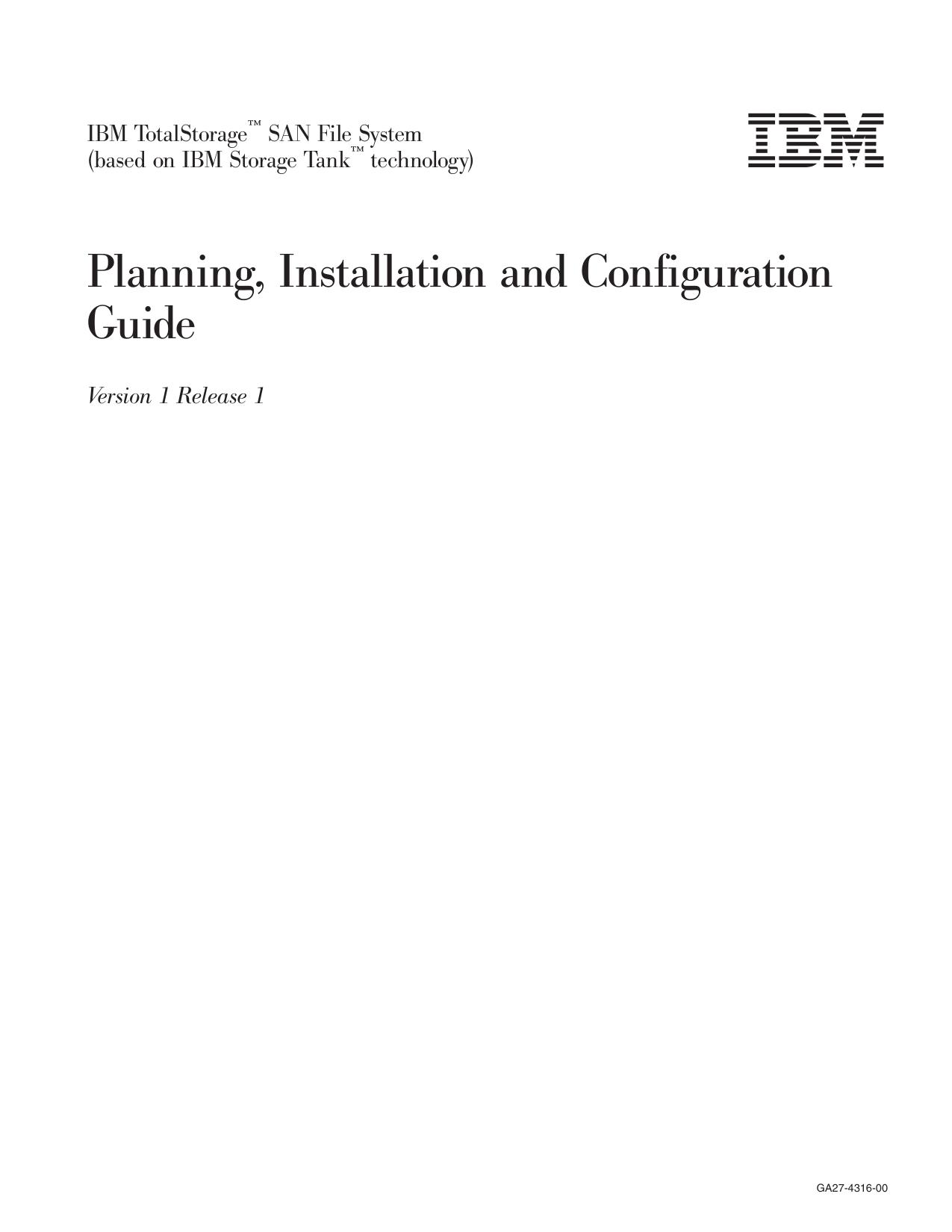 SAN File System Planning, Installation and Configuration Guide