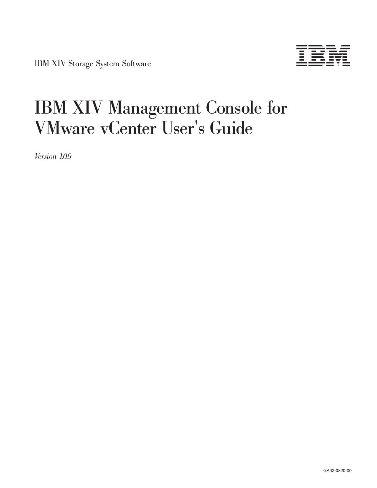 IBM XIV Management Console for VMware vCenter