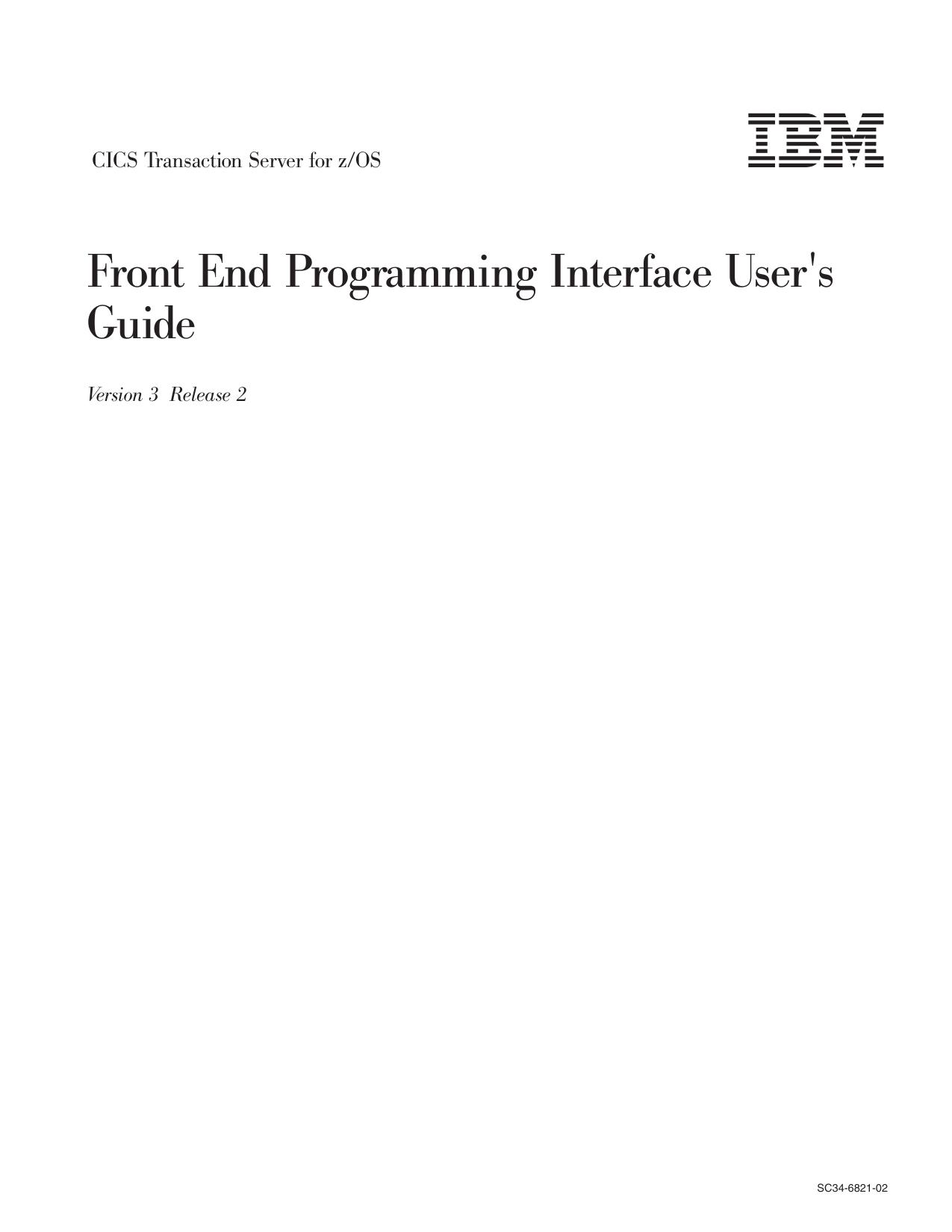Front End Programming Interface User's Guide