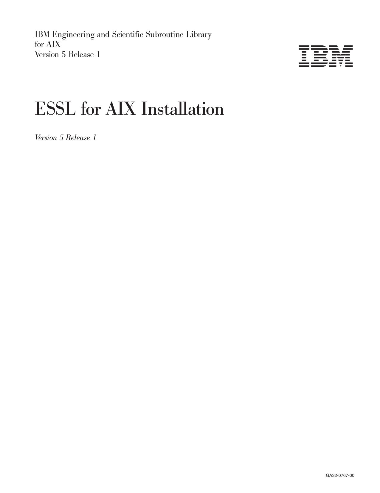ESSL for AIX, 5.1: Installation