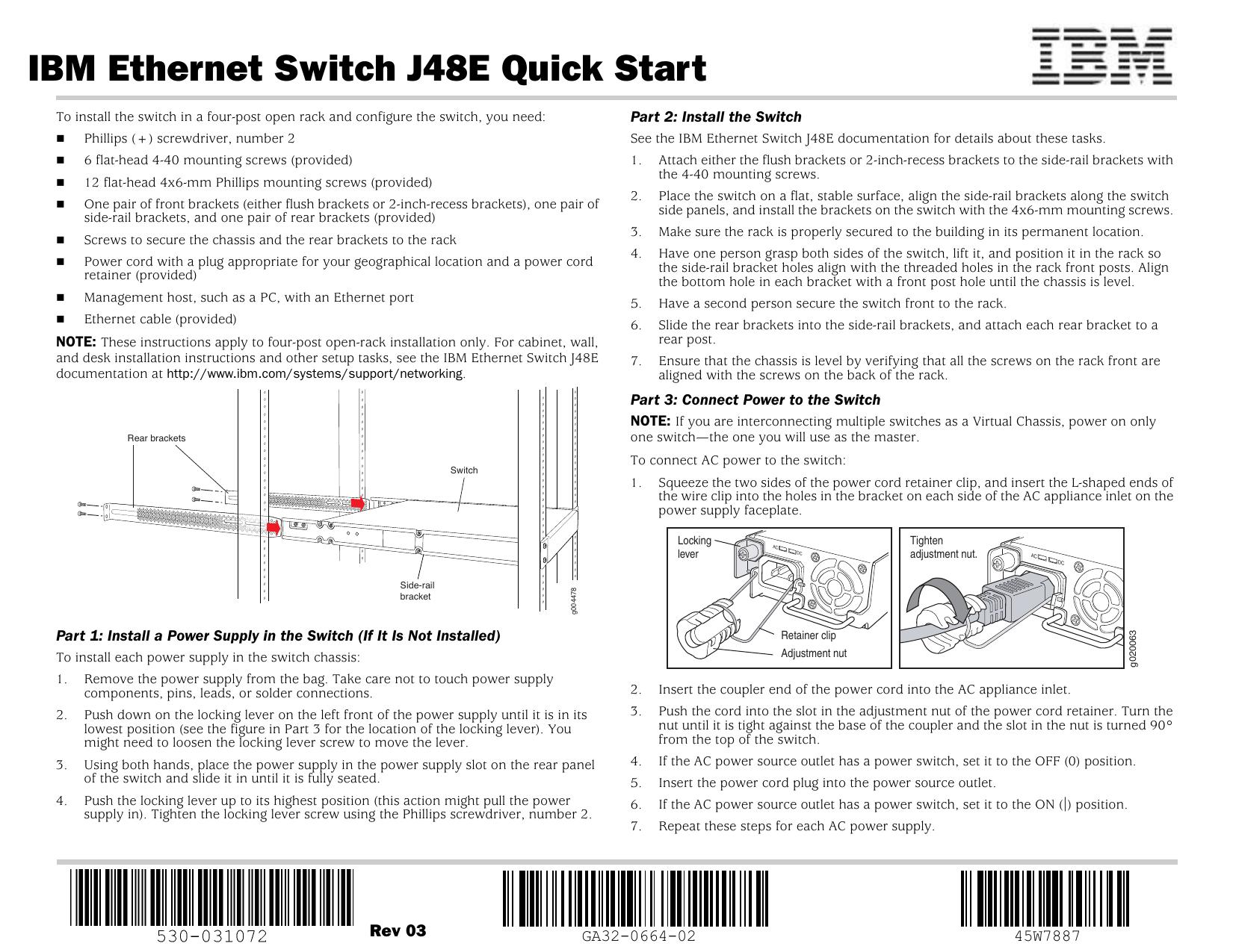 IBM Ethernet Switch J48E Quick Start