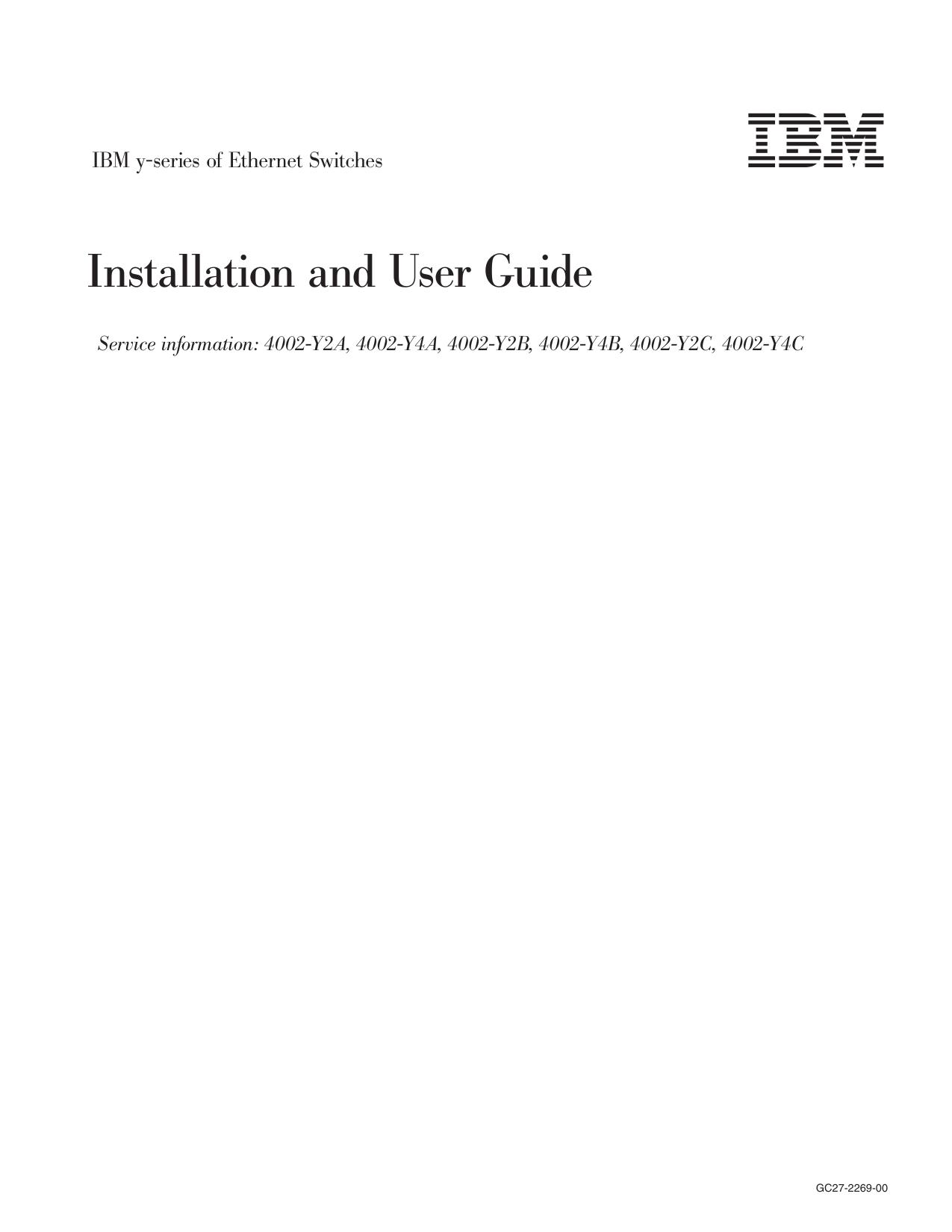 Ethernet y-series Installation and User Guide: Installation and User Guide