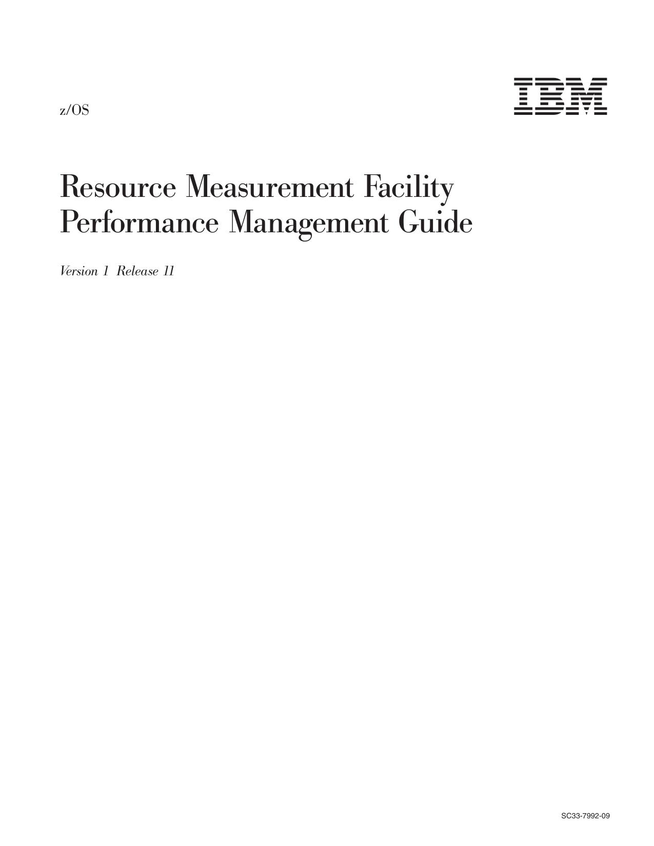 z/OS V1R11.0 RMF Performance Management Guide