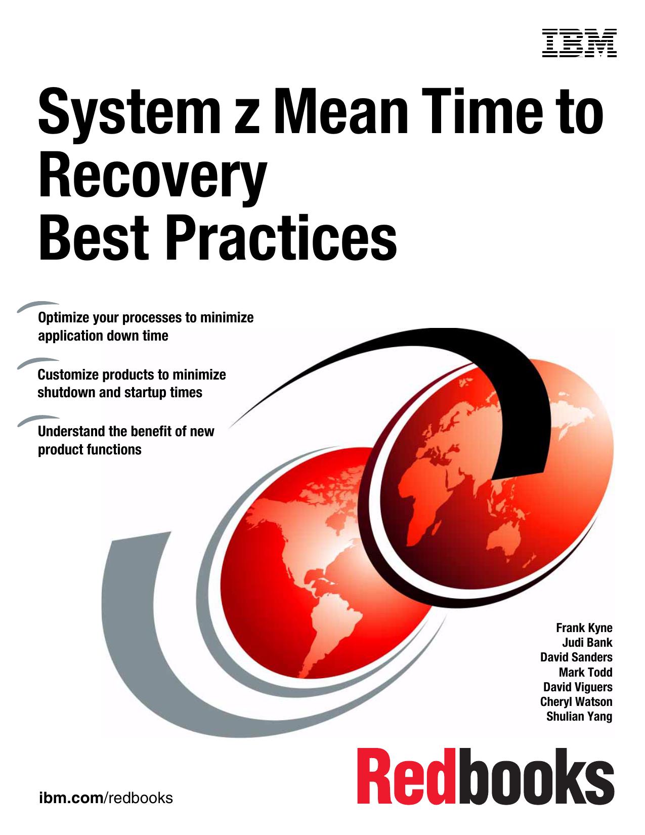 System z Mean Time to Recovery Best Practices