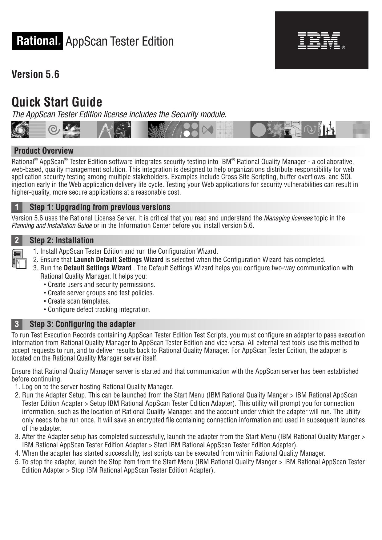 Rational AppScan Tester Edition Quick Start Guide