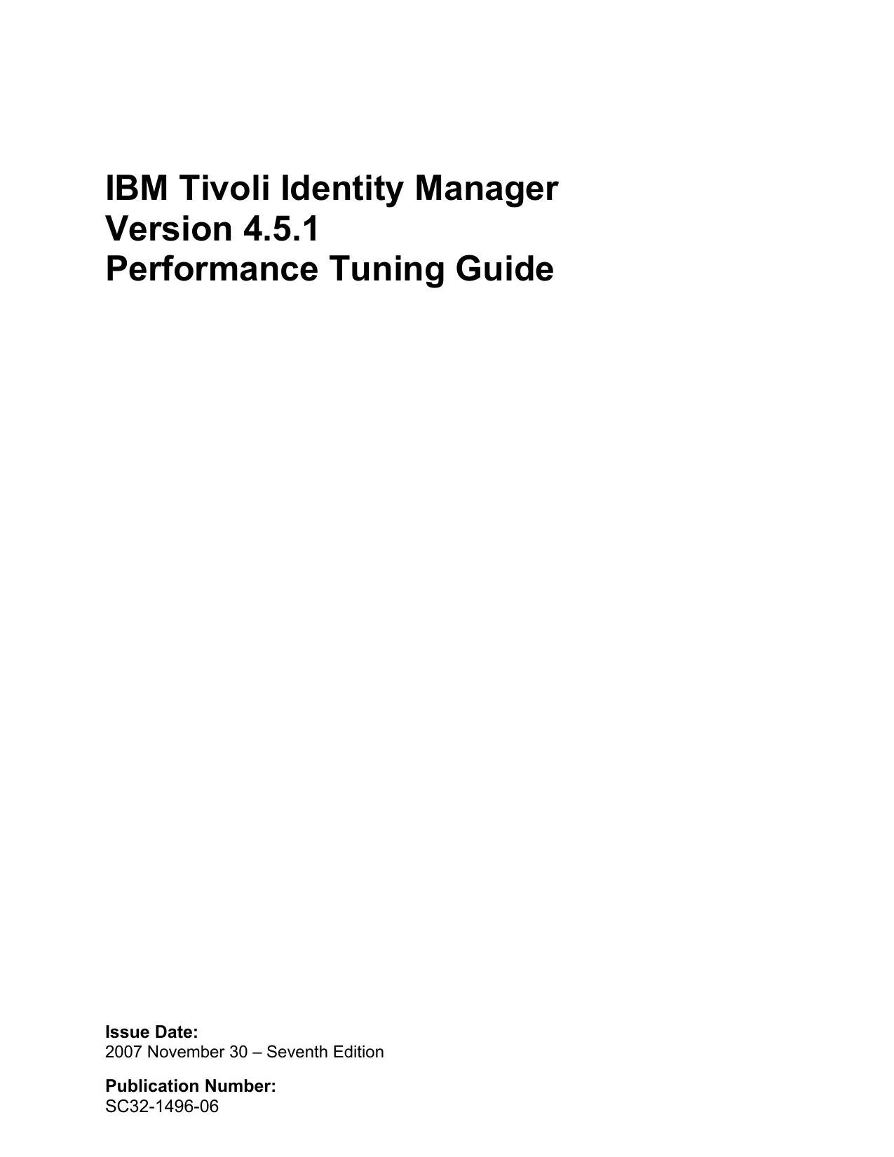 IBM Tivoli Identity Manager Performance Tuning Guide