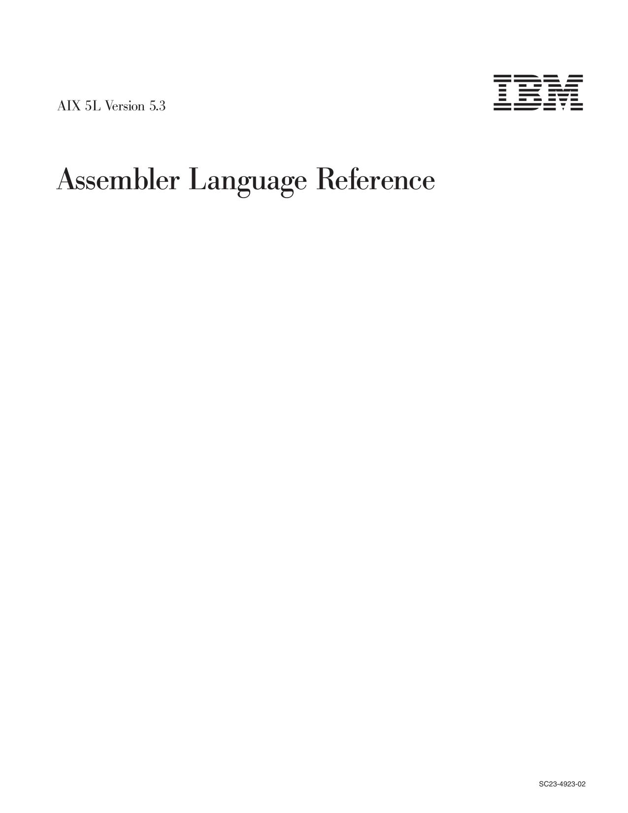 Assembler Language Reference