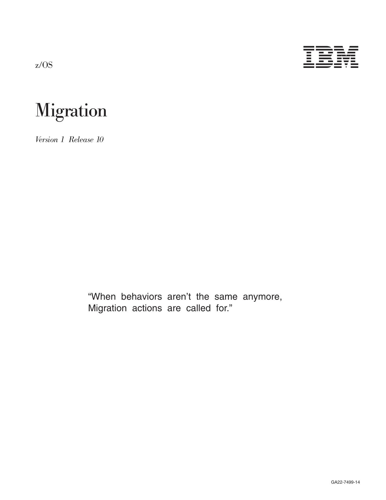 z/OS V1R10.0 Migration