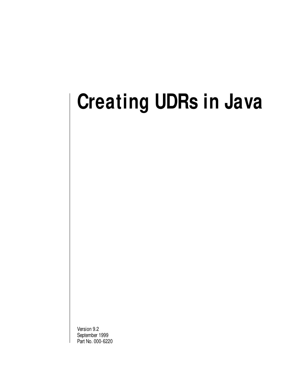 Creating UDRs in Java