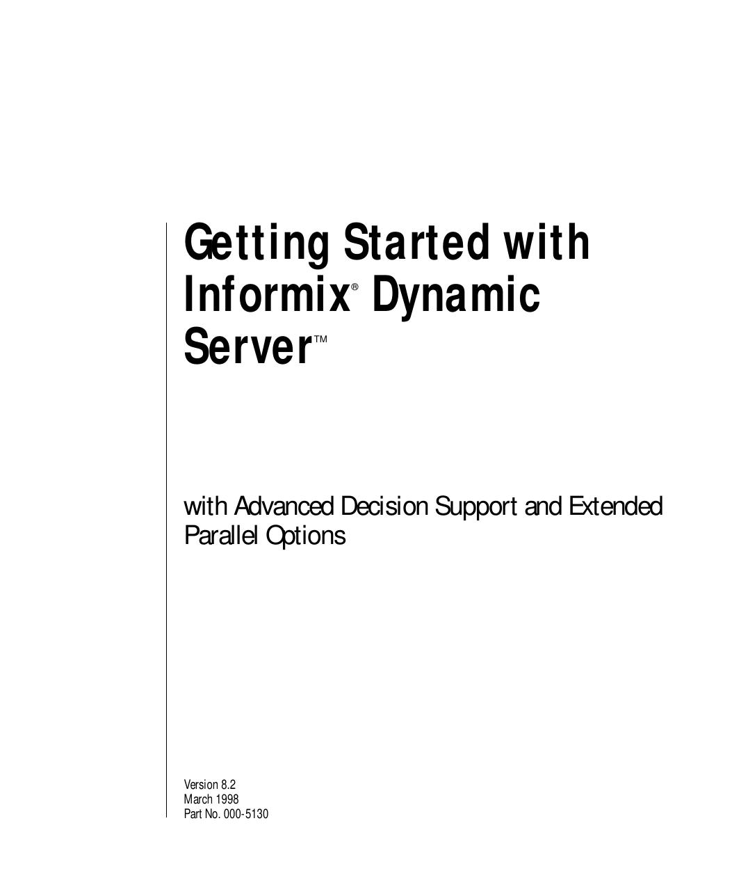 Getting Started with Informix Dynamic Server