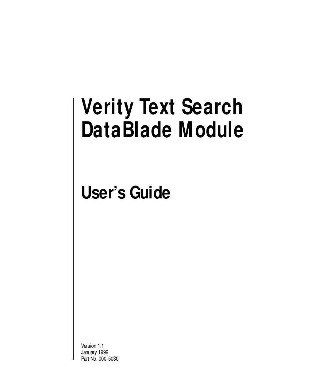 Verity Text Search DataBlade Module User's Guide