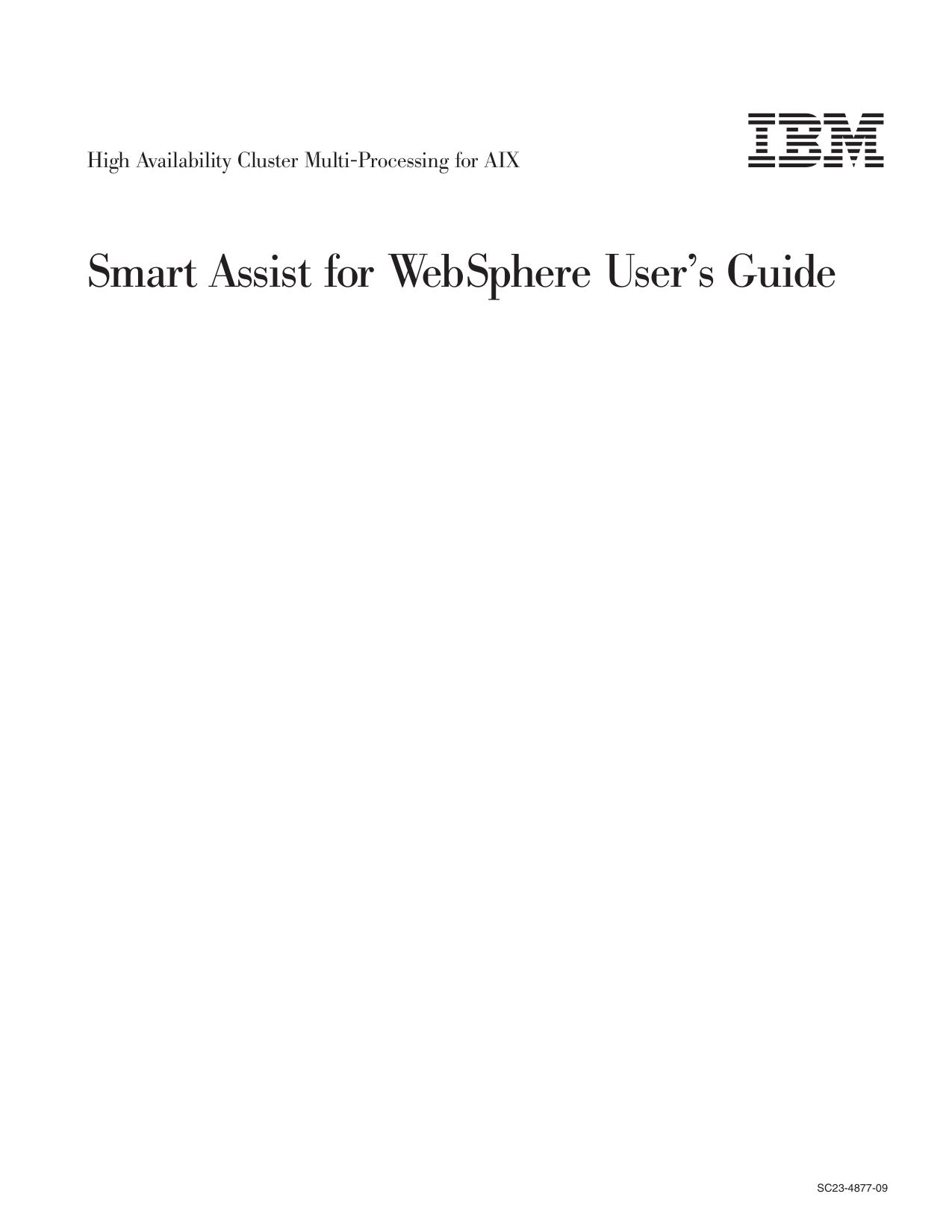HACMP Smart Assist for WebSphere User's Guide