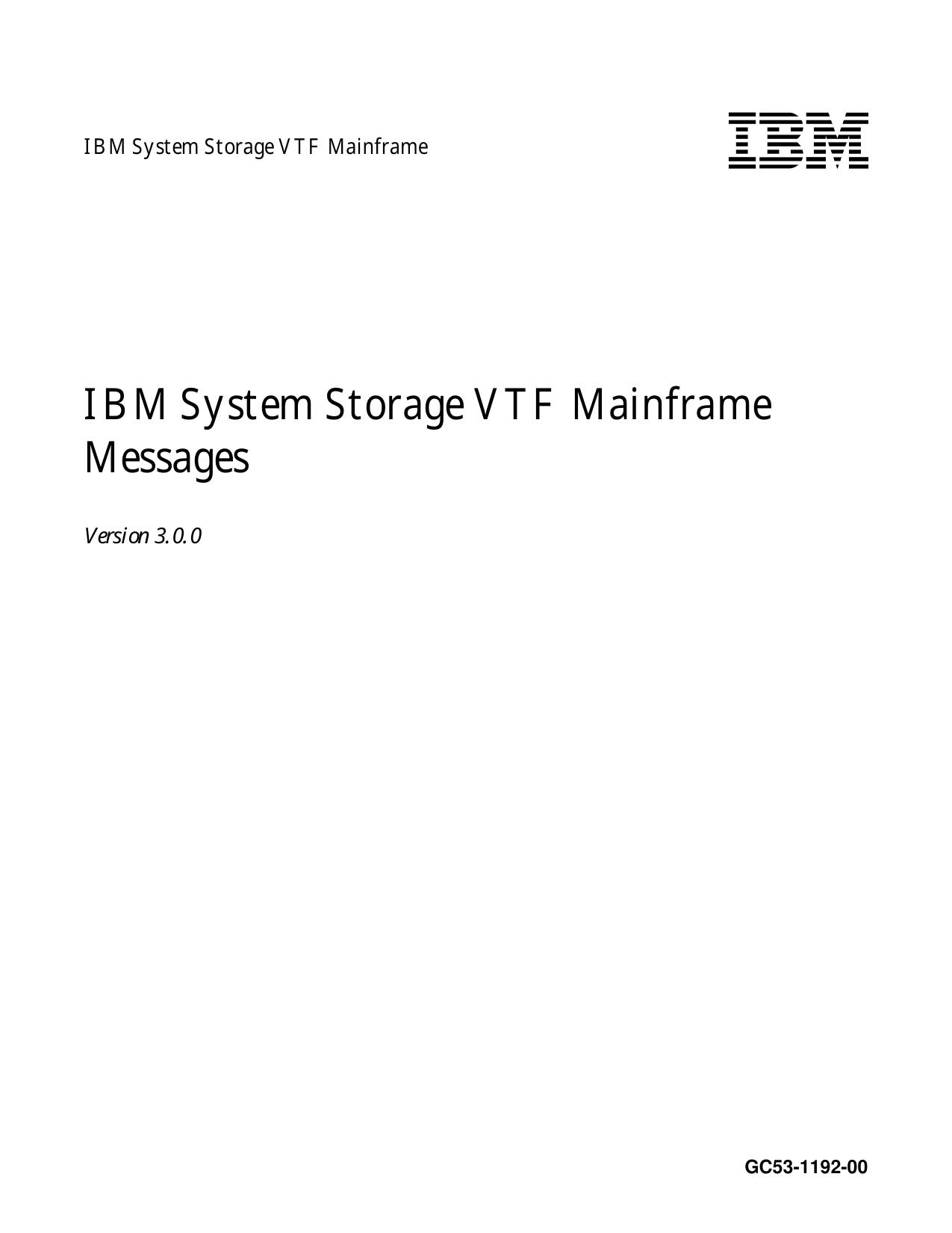 IBM System Storage VTF Mainframe Messages