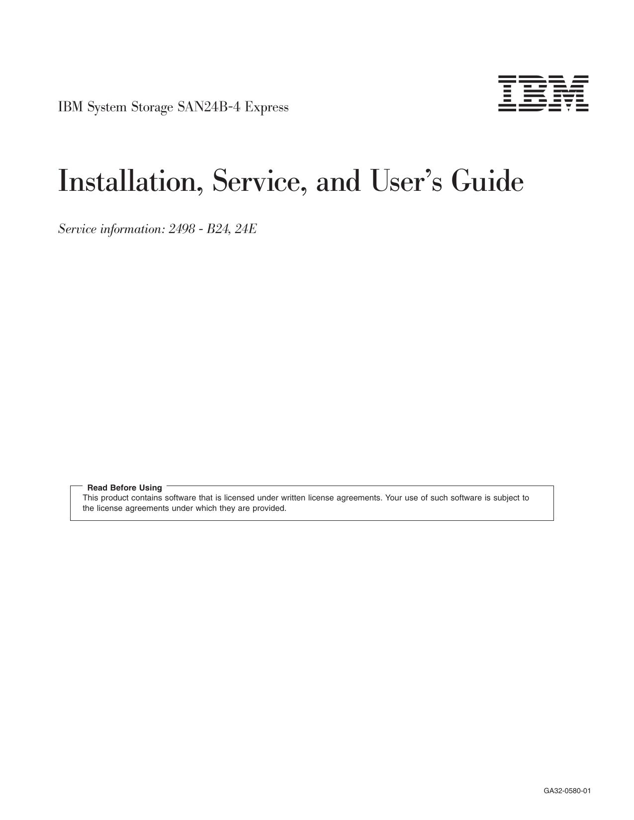 SAN24B-4 Express Installation, Service, and User's Guide