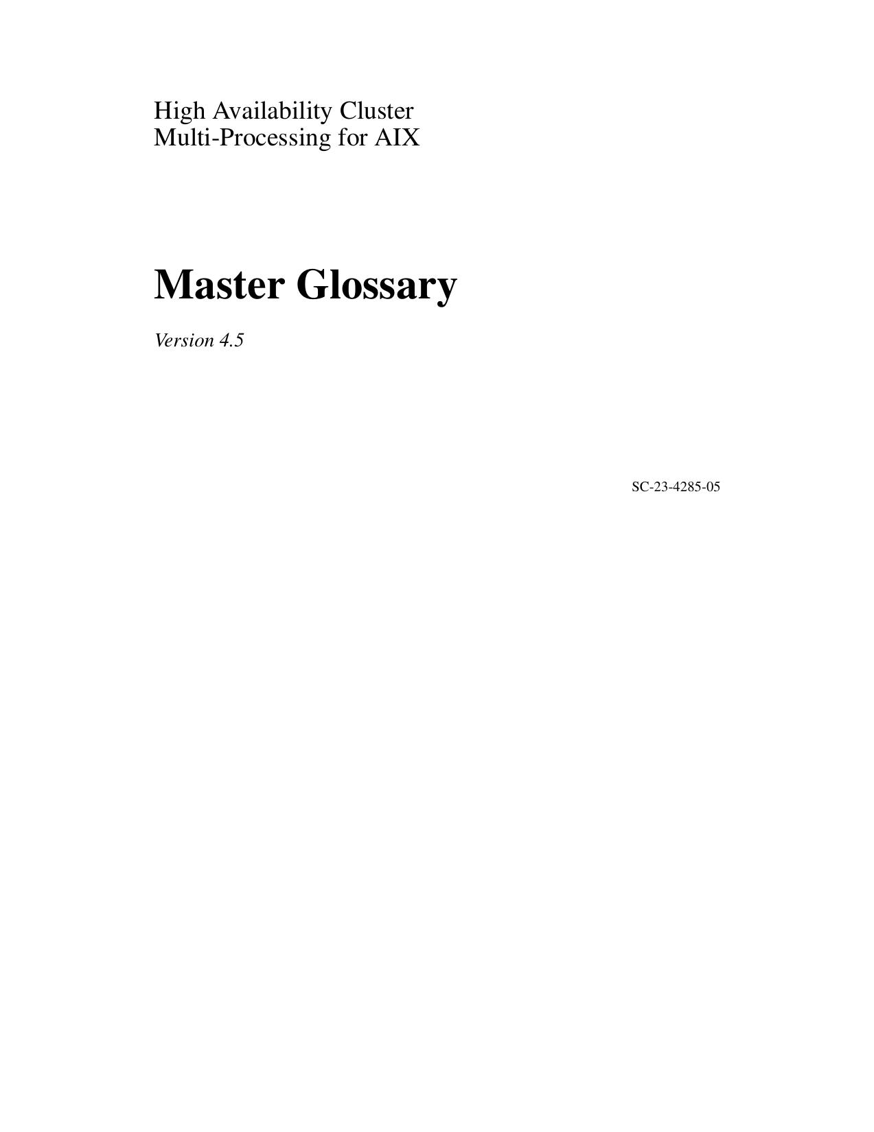 HACMP for AIX Master Glossary
