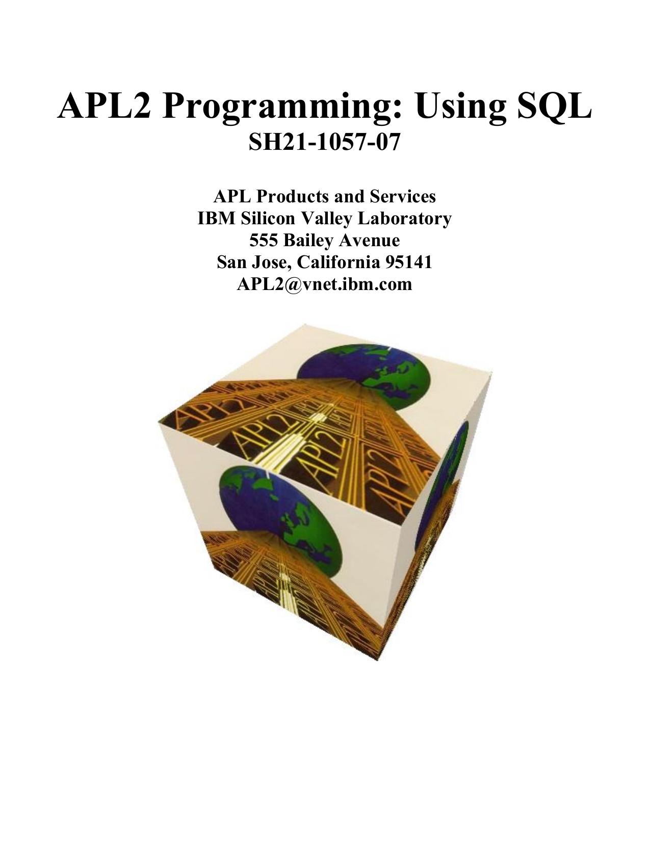 APL2 Programming: Using SQL (SH21-1057-07)