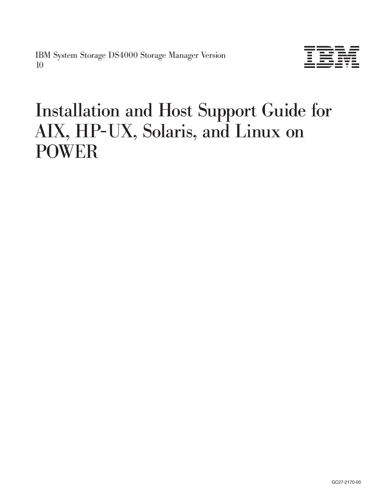 DS4000 Storage Manager Version 10 Installation and Support Guide for AIX, HP-UX, Solaris, and Linux on POWER