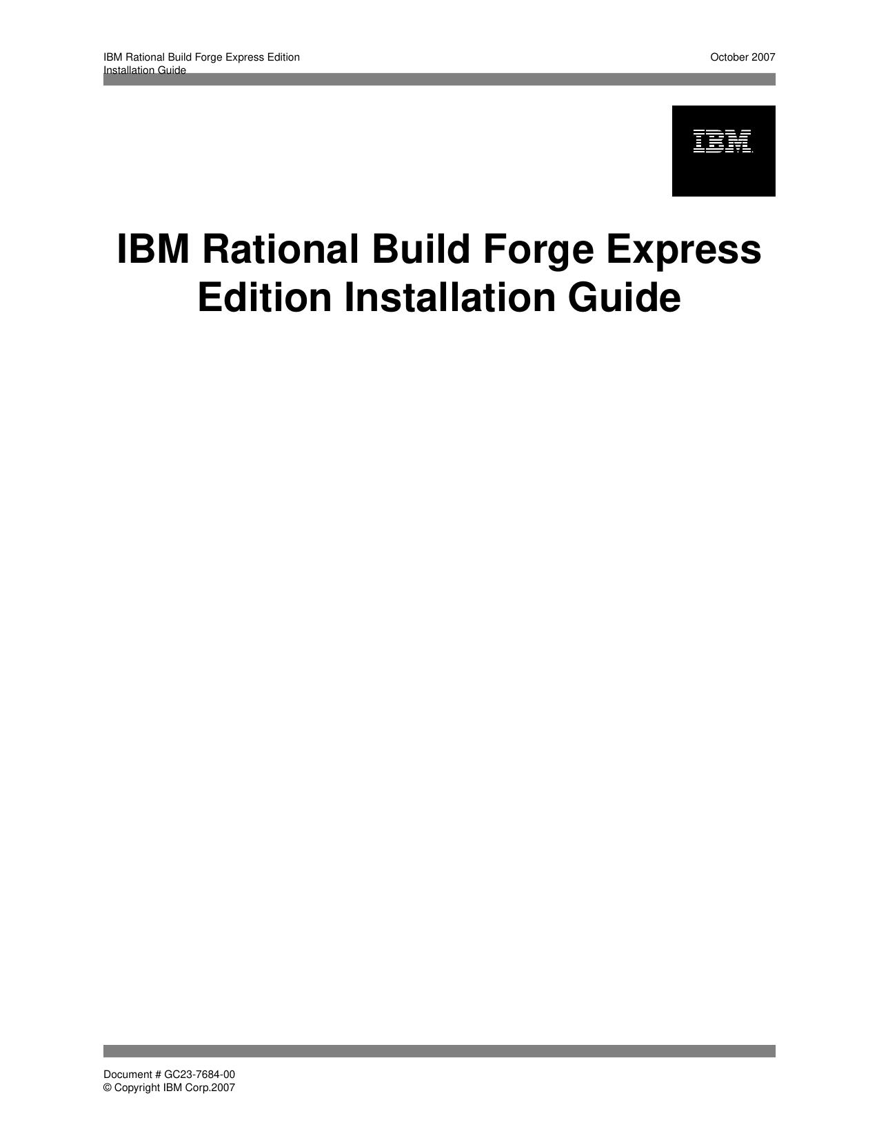 IBM Rational Build Forge Express Edition Installation Guide
