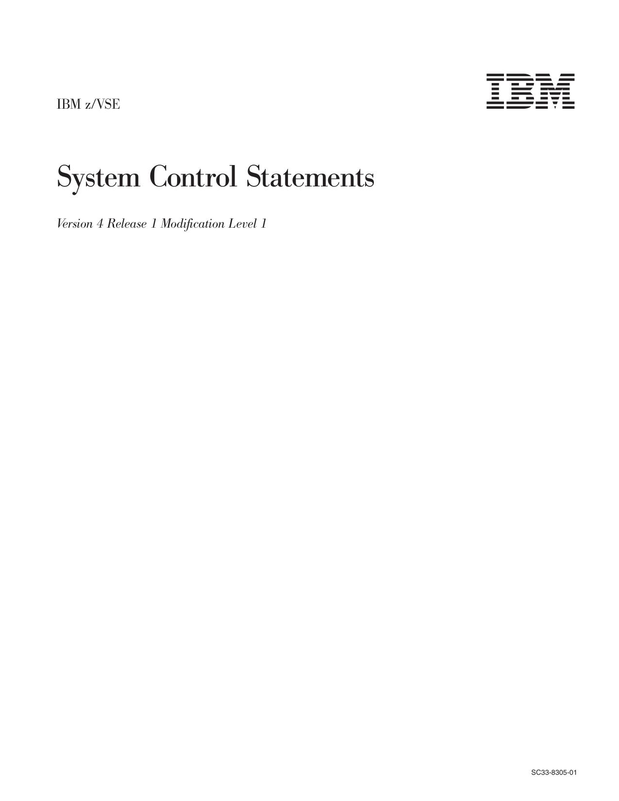 z/VSE V4R1.1 System Control Statements