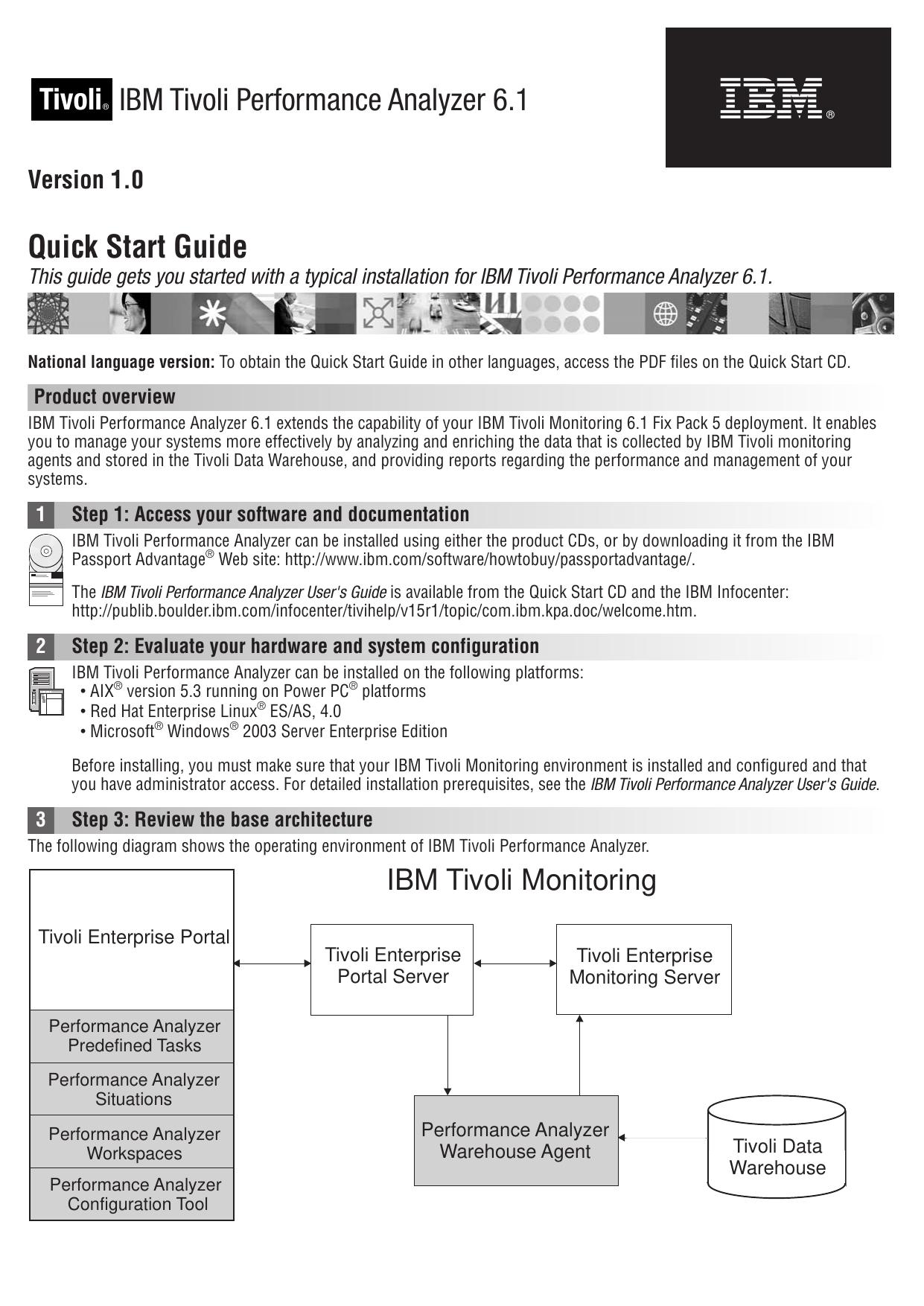 IBM Tivoli Performance Analyzer 6.1 Quick Start Guide