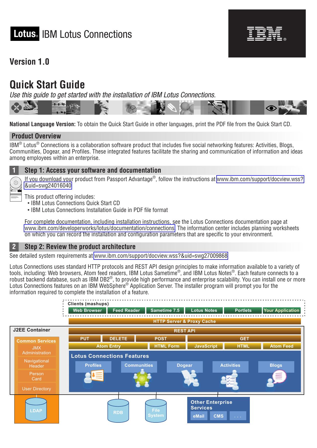 IBM Lotus Connections 1.0 Quick Start Guide