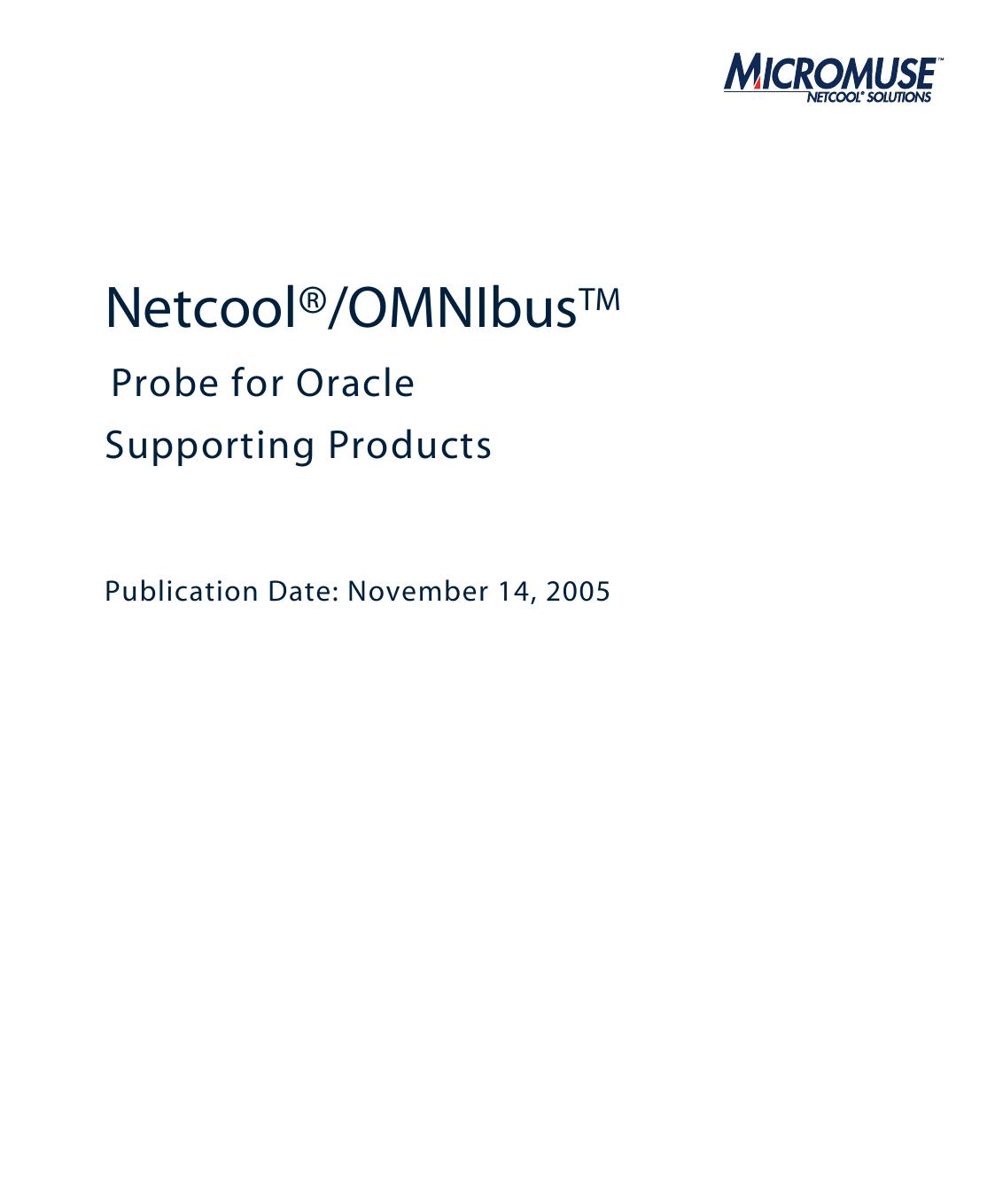 Netcool/OMNIbus Probe for Oracle