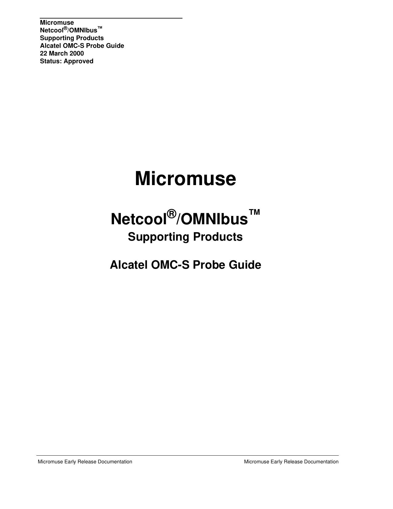 Netcool/OMNIbus Alcatel OMC-S Probe Guide