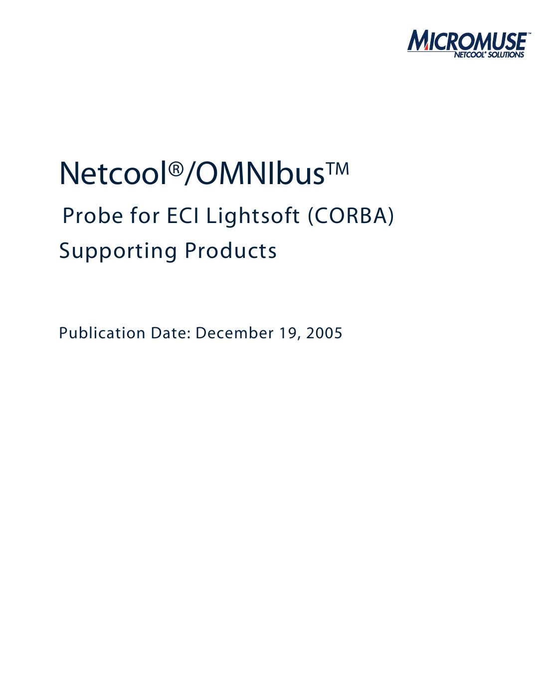 Netcool/OMNIbus Probe for ECI Lightsoft (CORBA)