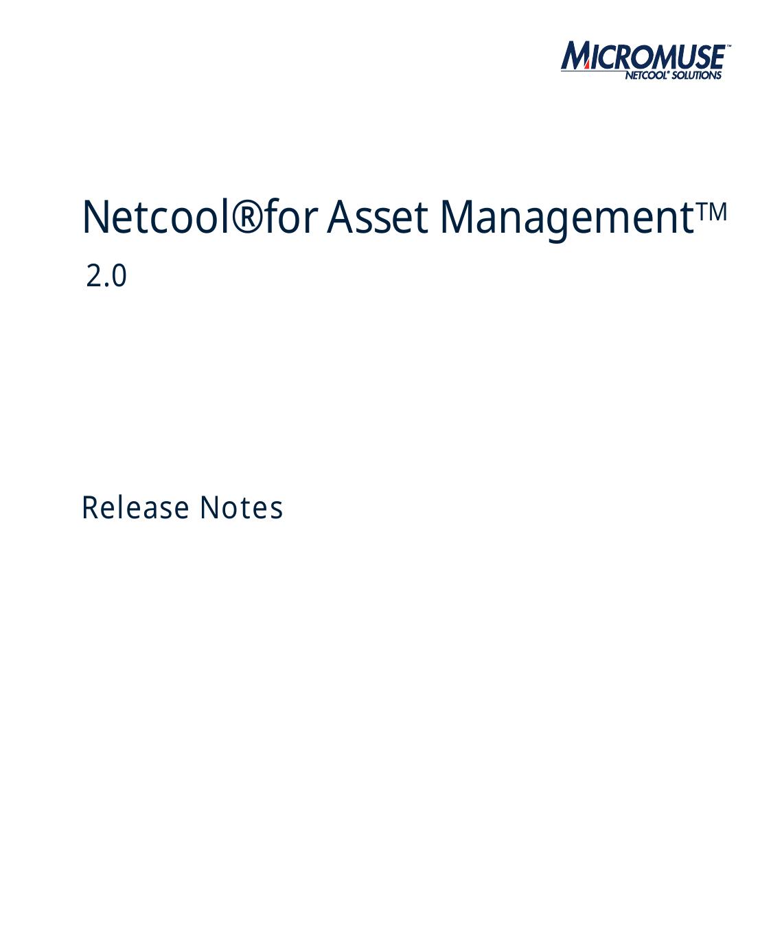 Netcool for Asset Management Release Notes 2.0