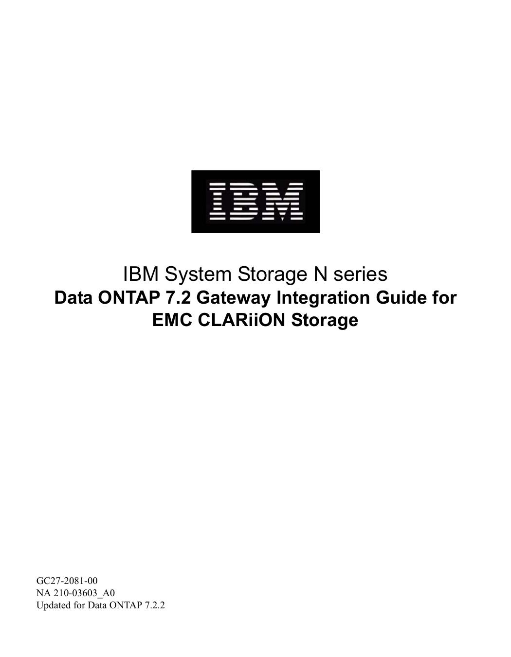 V-Series Systems Integration Guide for EMC® Clariion Storage