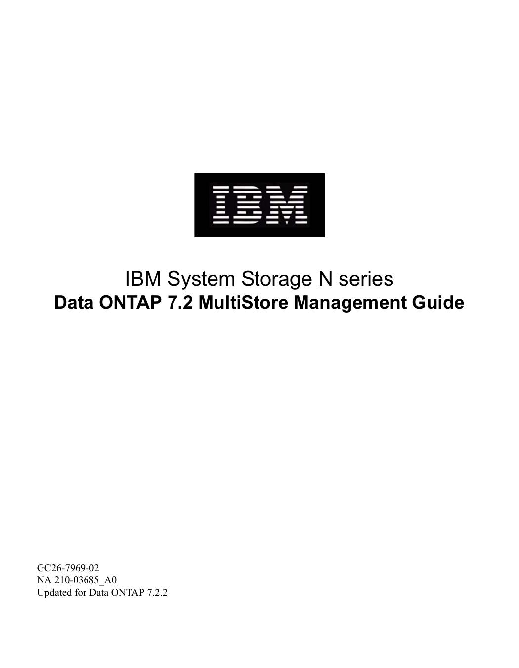 DataONTAP 7.2.1 MultiStore Management Guide