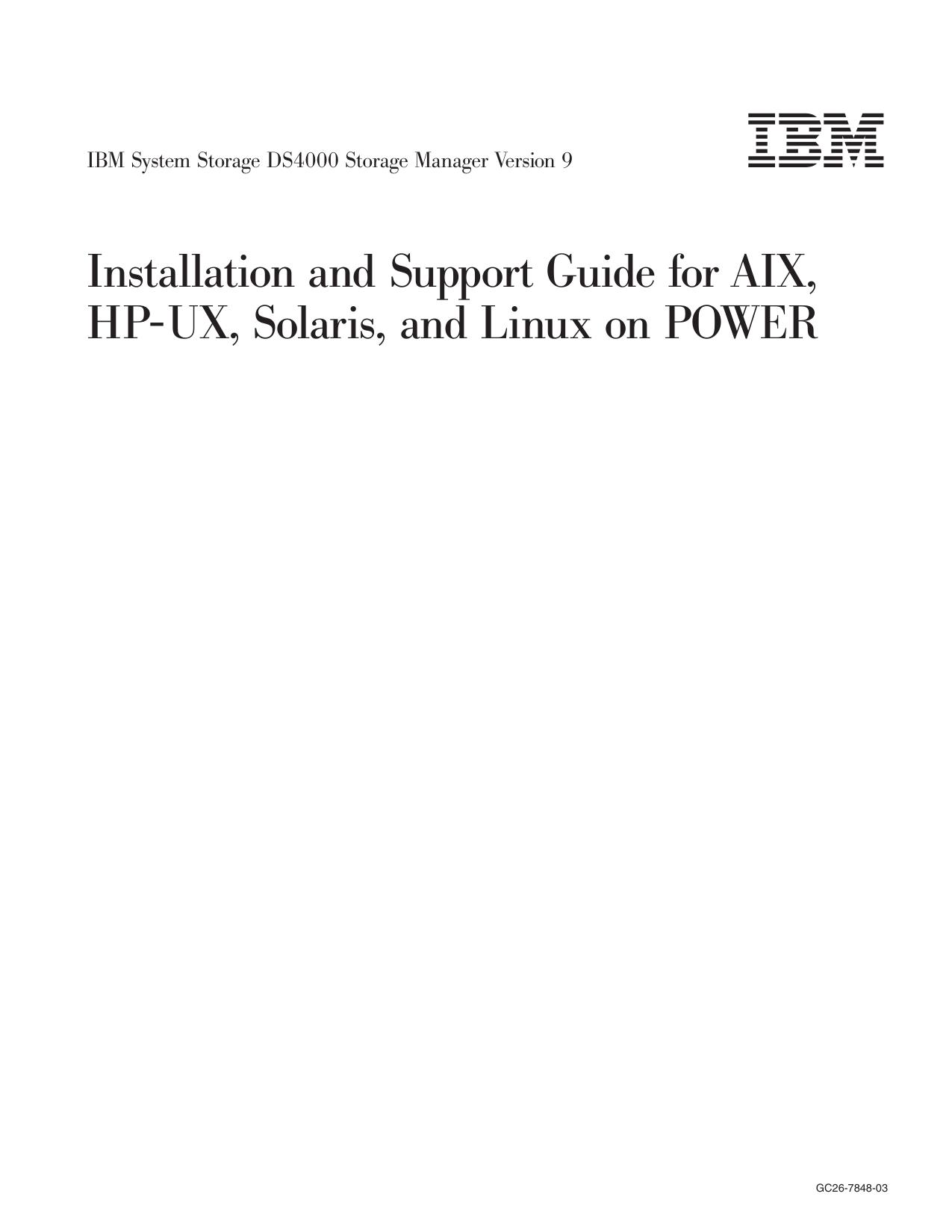 DS4000 Storage Manager Version 9 Installation and Support Guide for AIX, HP-UX, Solaris, and Linux on POWER
