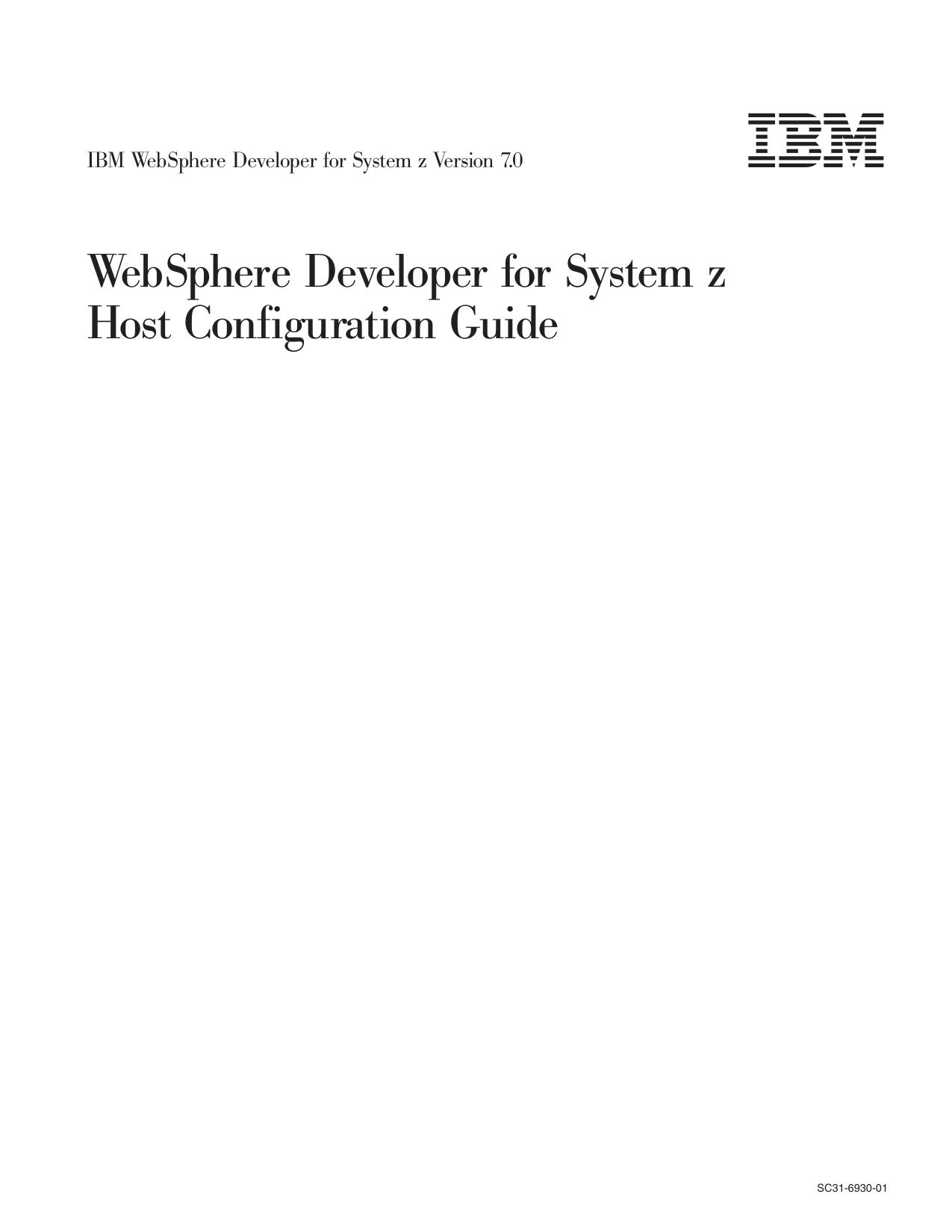 WebSphere Developer Host Configuration Guide