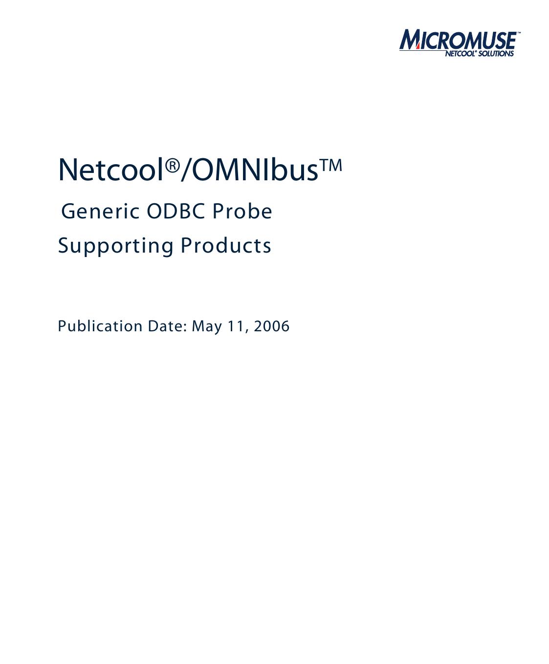 Netcool/OMNIbus Generic ODBC Probe