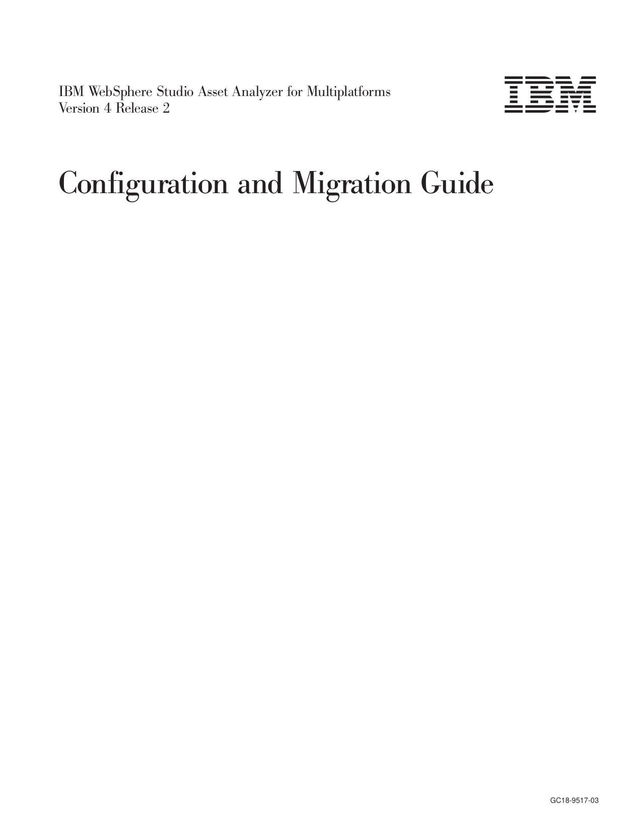 WebSphere Studio Asset Analyzer V4R2 Configuration and Migration Guide