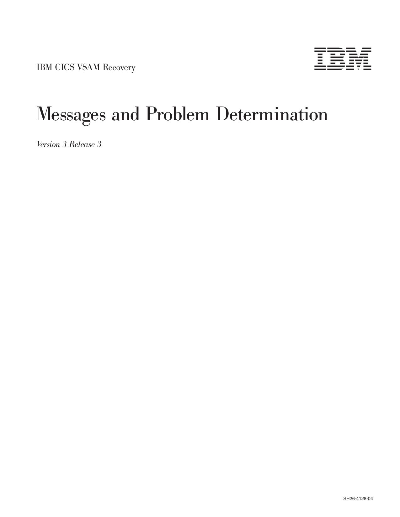 IBM CICSVR V3.3 Messages and Problem Determination