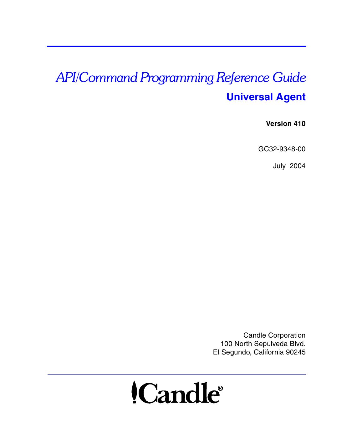 Universal Agent API/Command Programming Reference Guide, V410