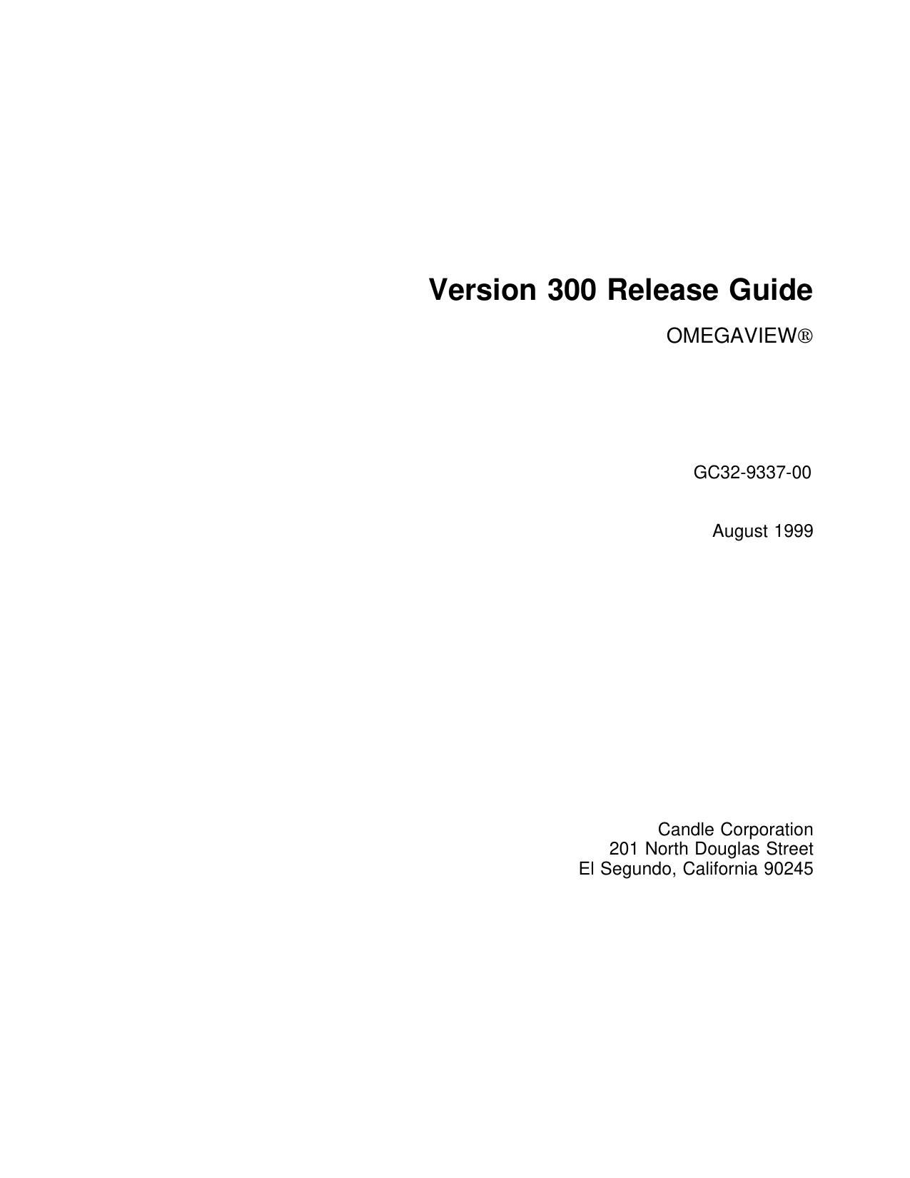 OMEGAVIEW Version 300 Release Guide