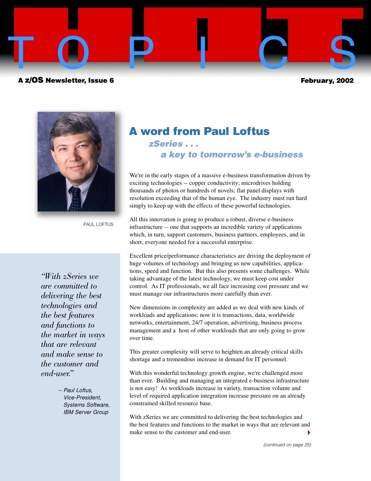 z/OS V1R3.0 Hot Topics Newsletter