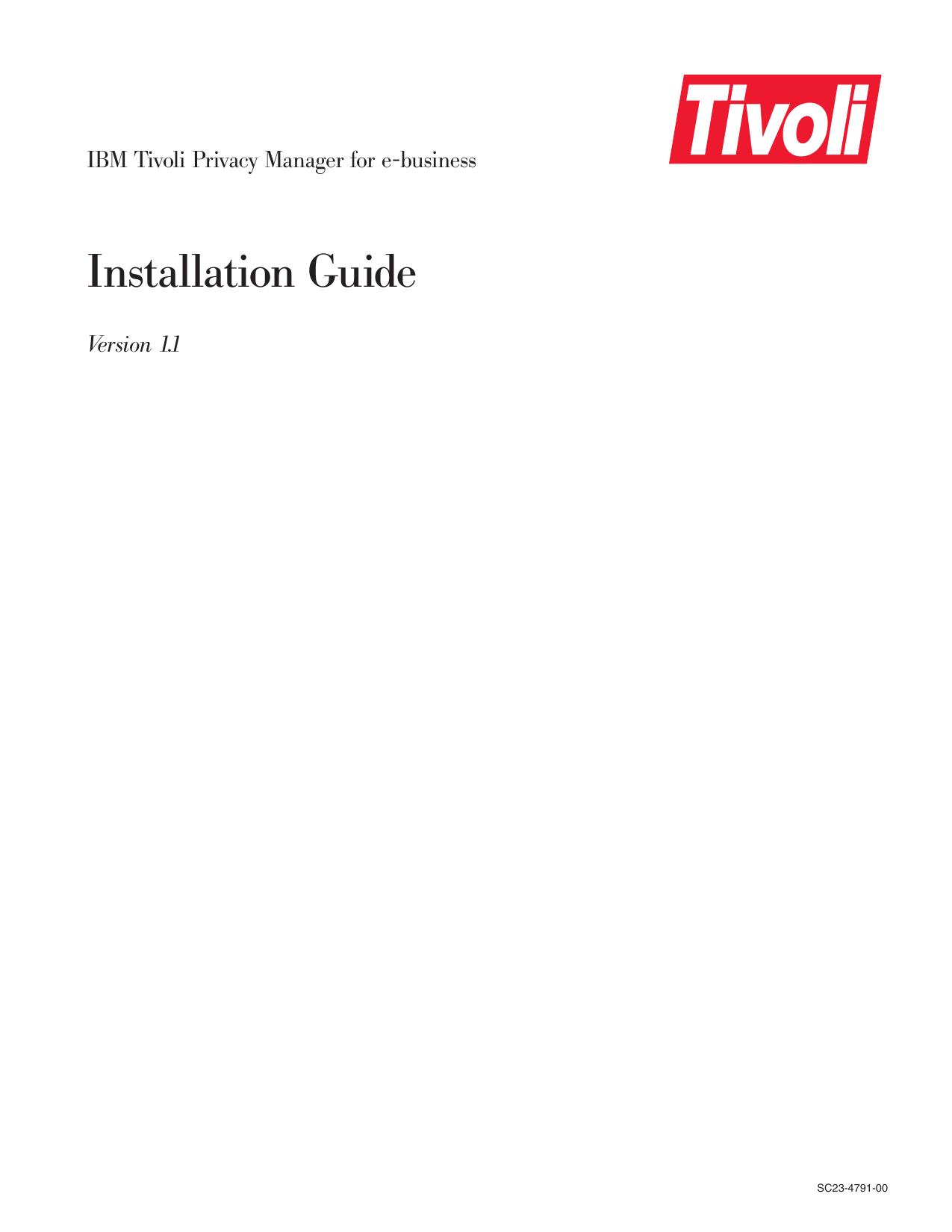 IBM Tivoli Privacy Manager for e-business: Installation Guide