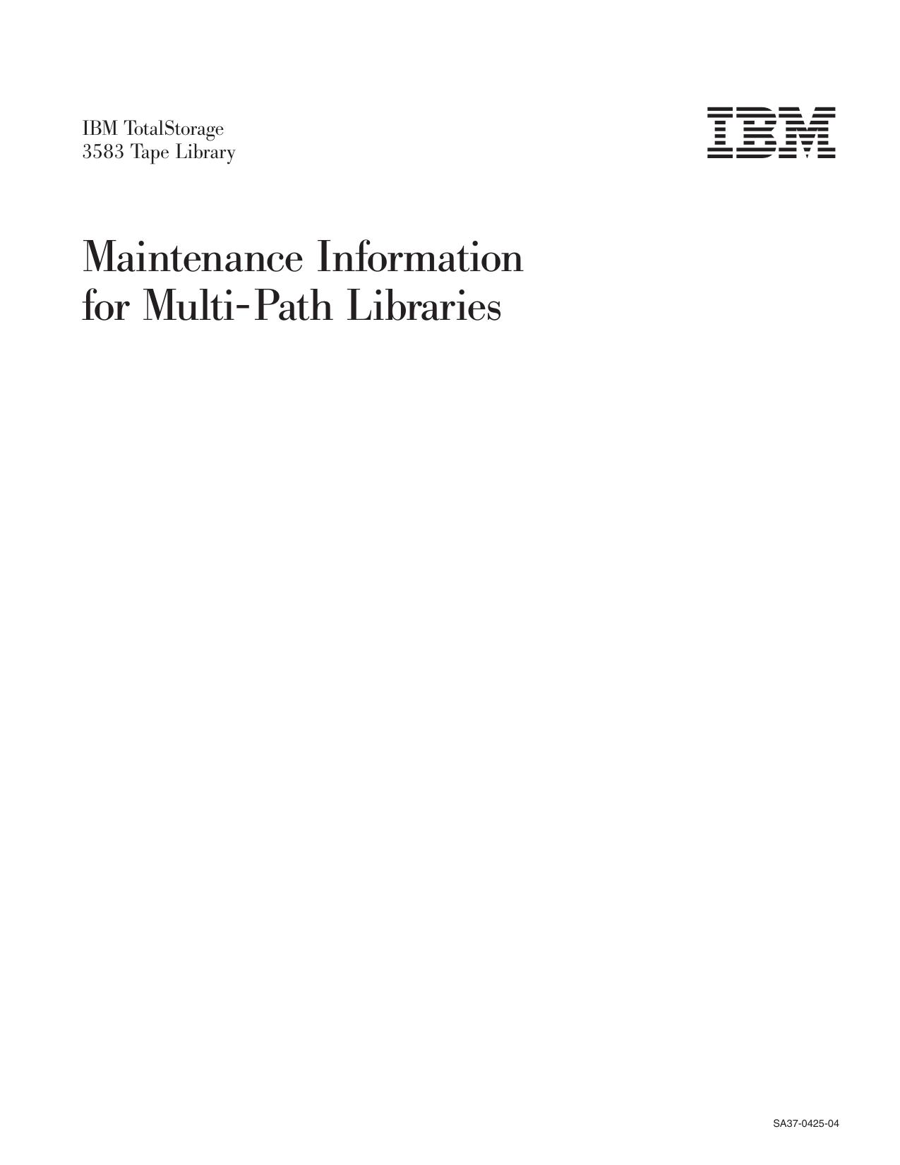 3583 Tape Library Maintenance Information