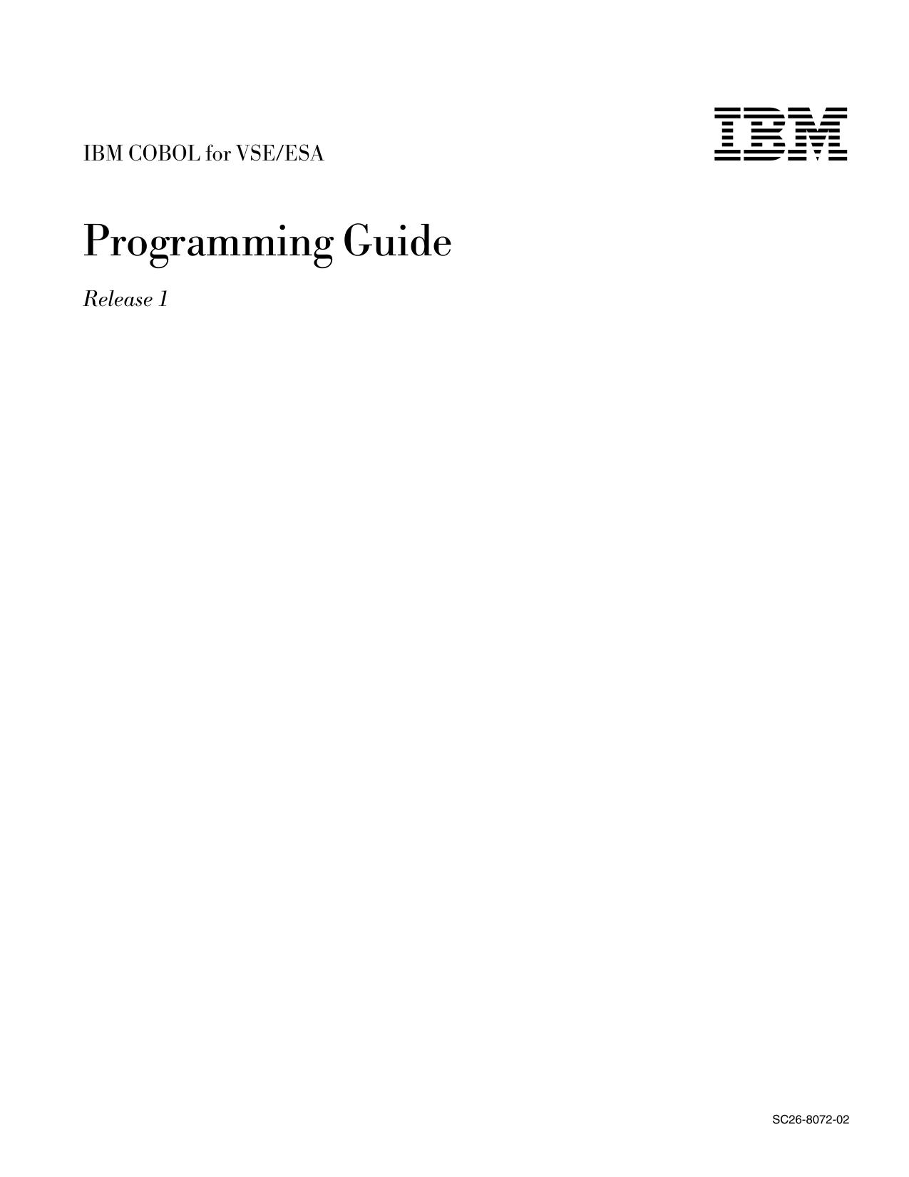 IBM COBOL for VSE/ESA Programming Guide