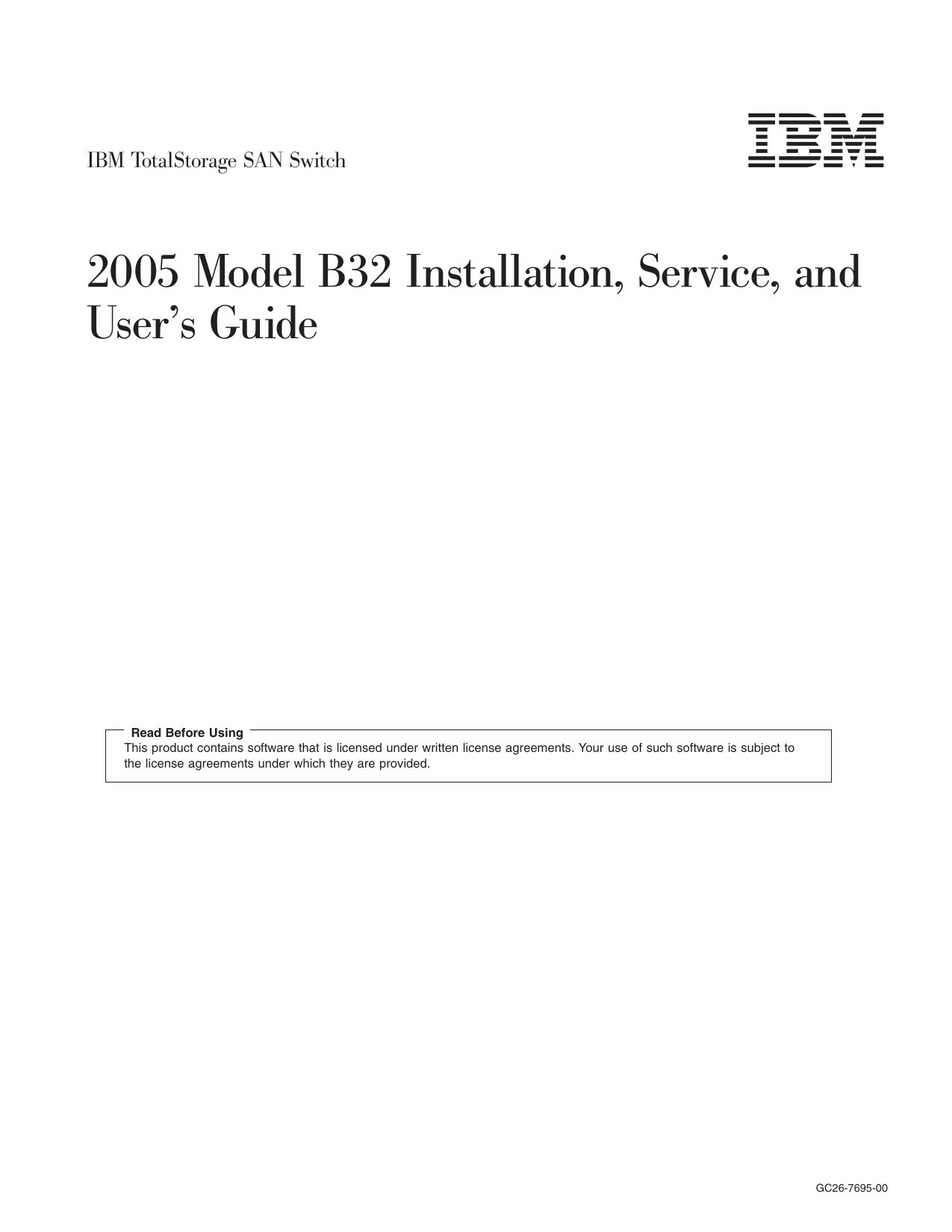 2005 Model B32 Installation, Service, and User's Guide