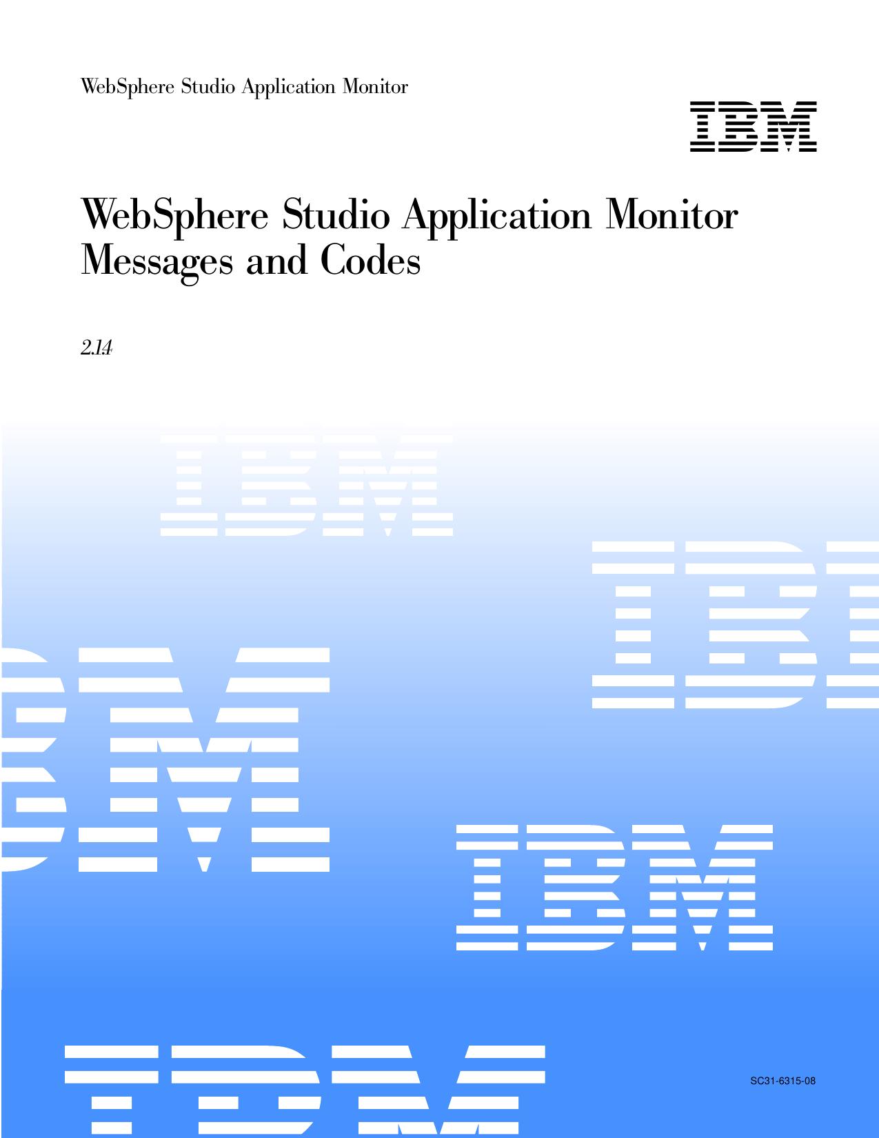 WebSphere Studio Application Monitor Messages and Codes