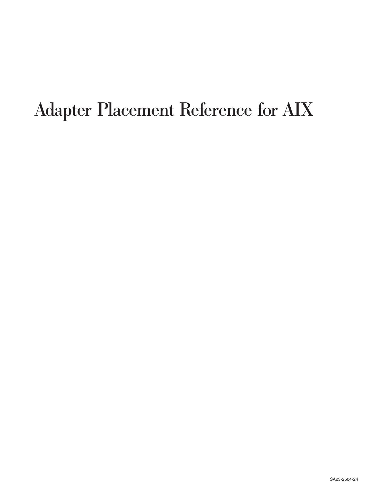 Adapter Placement Reference for AIX