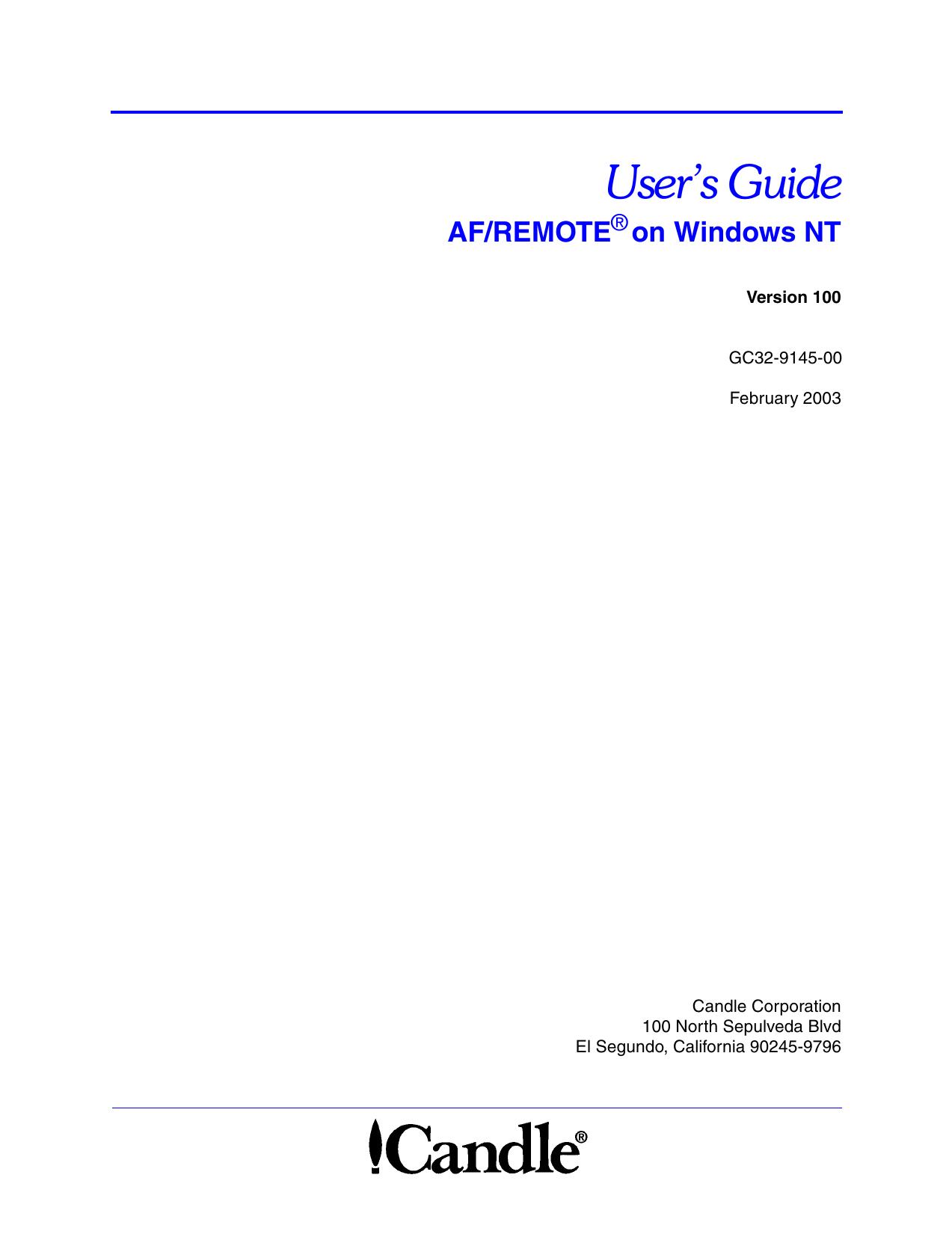 AF/REMOTE® on Windows NT User’s Guide, V100