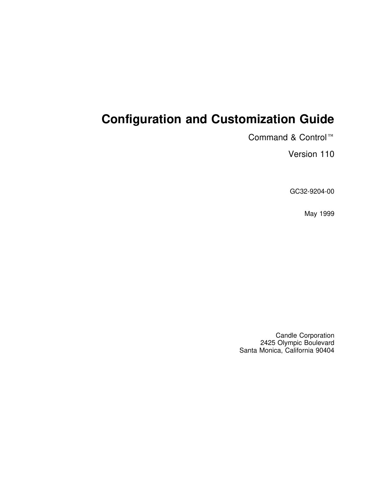 Command & Control Configuration and Customization Guide Version 110